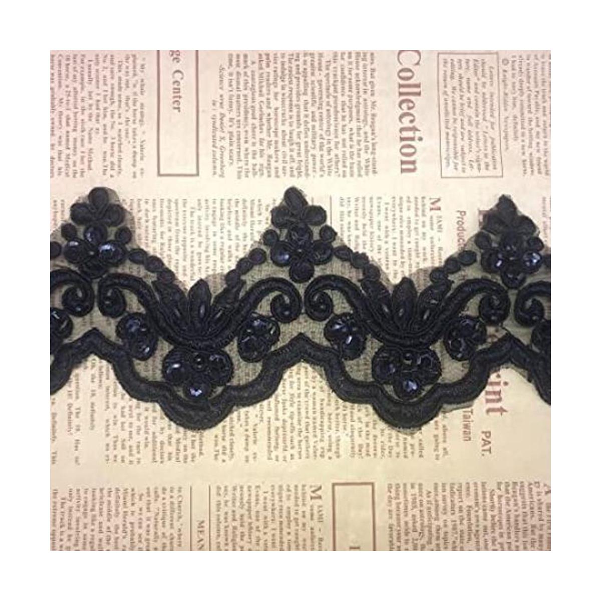 9CM Width Bead Little Wave Pattern Inelastic Embroidery