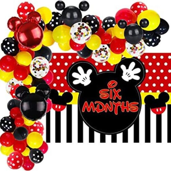 97 piezas de Mickey para fiesta de 6 meses 5 x 3 pies_1