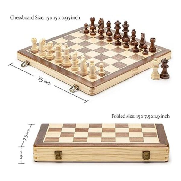 AA Juego de ajedrez magnético plegable de madera de 15_6