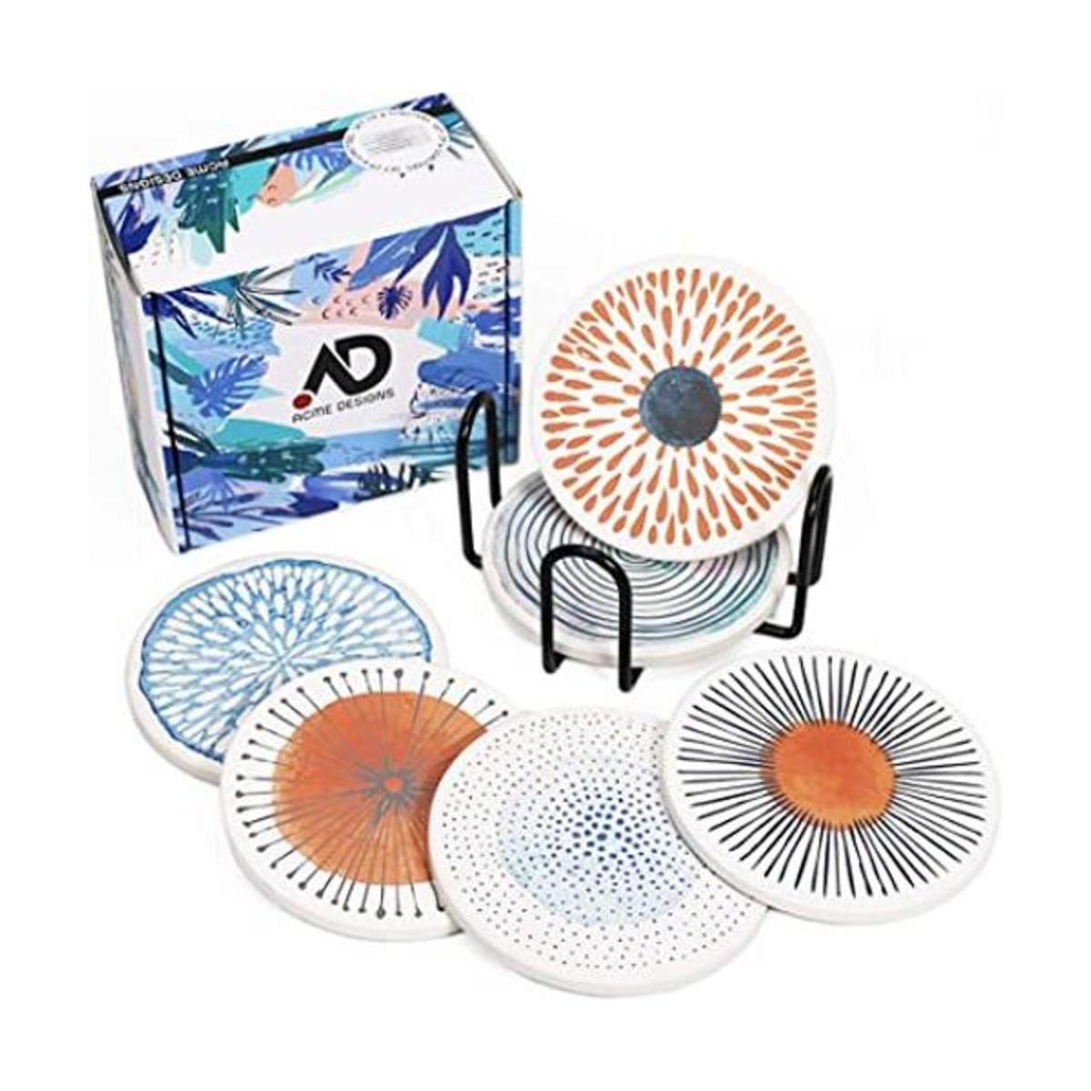 AD Juego de 6 posavasos con soporte para bebidas que