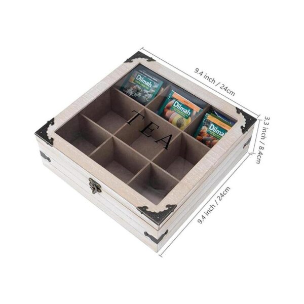 AHUONEL Organizador de caja de té 9 compartimentos caja_6