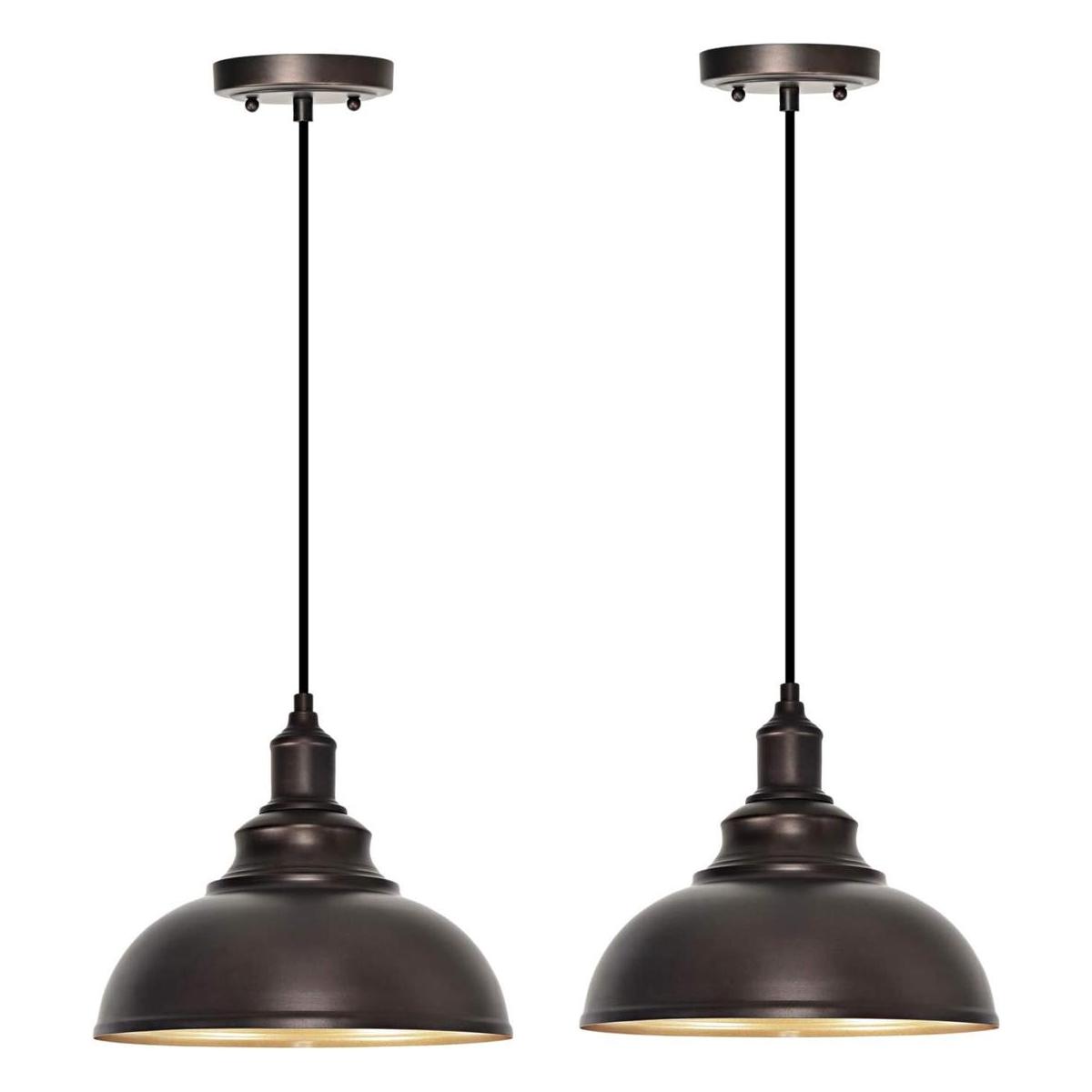 ALAISLYC Paquete de 2 luces colgantes de bronce para isla