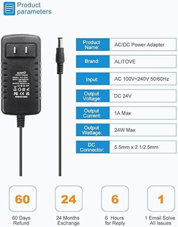 ALITOVE Adaptador de fuente de alimentación CC de 24 V 1A_3
