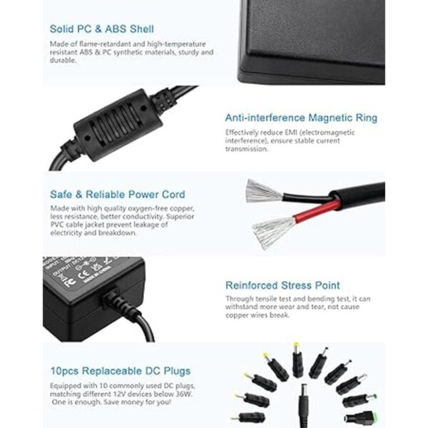 ALITOVE Adaptador de fuente de alimentación de 12 V 3 A CC_3