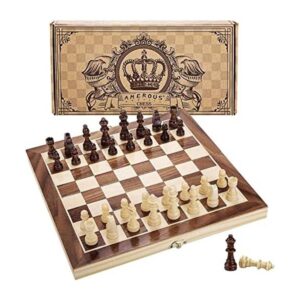 AMEROUS Juego de ajedrez magnético de madera de 12 x 12_1