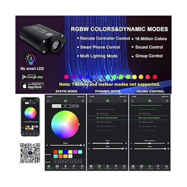AMKI Kit de luces de cortina de fibra óptica RGBW de 16 W