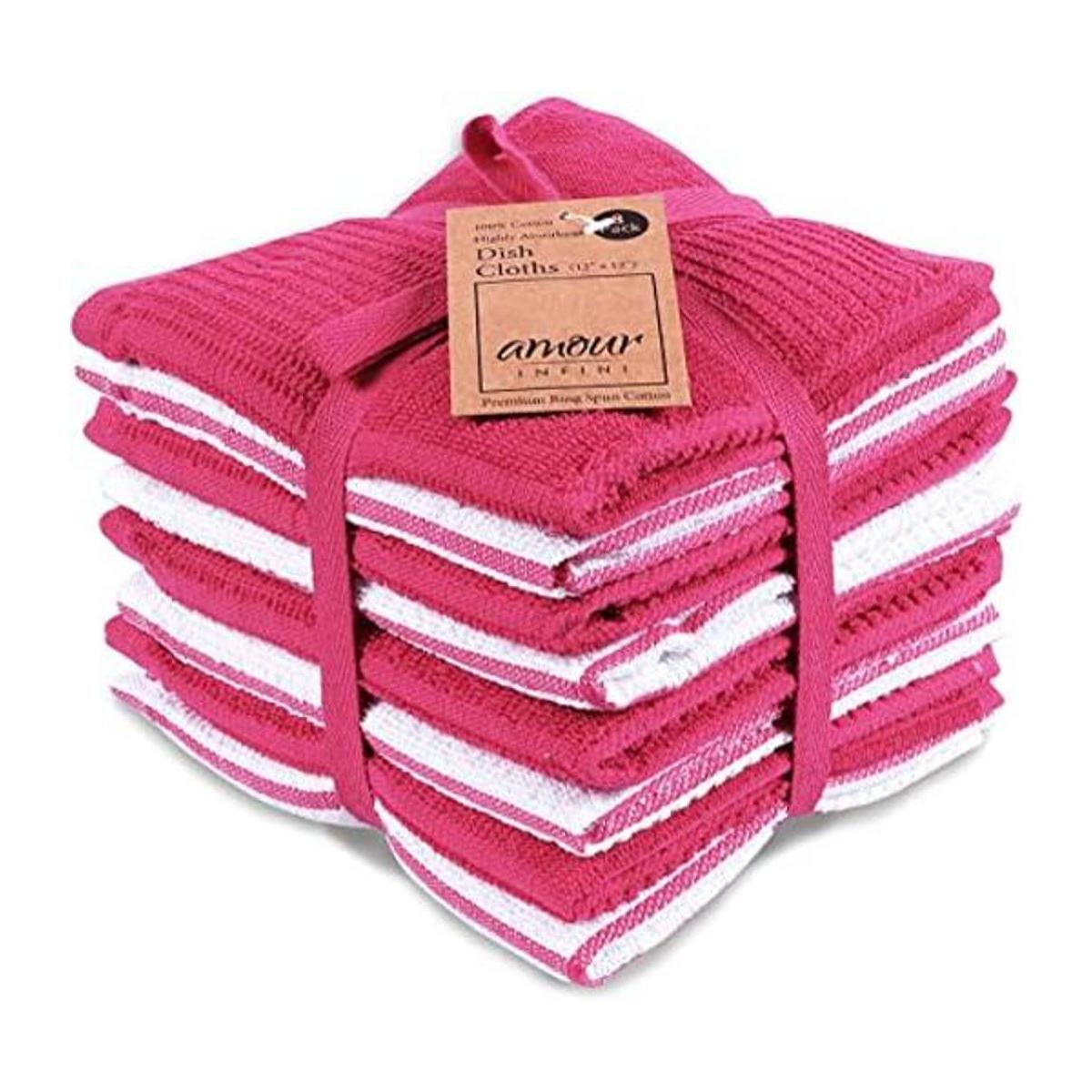 AMOUR INFINI Juego de 8 paños de rizo para platos de 12 x