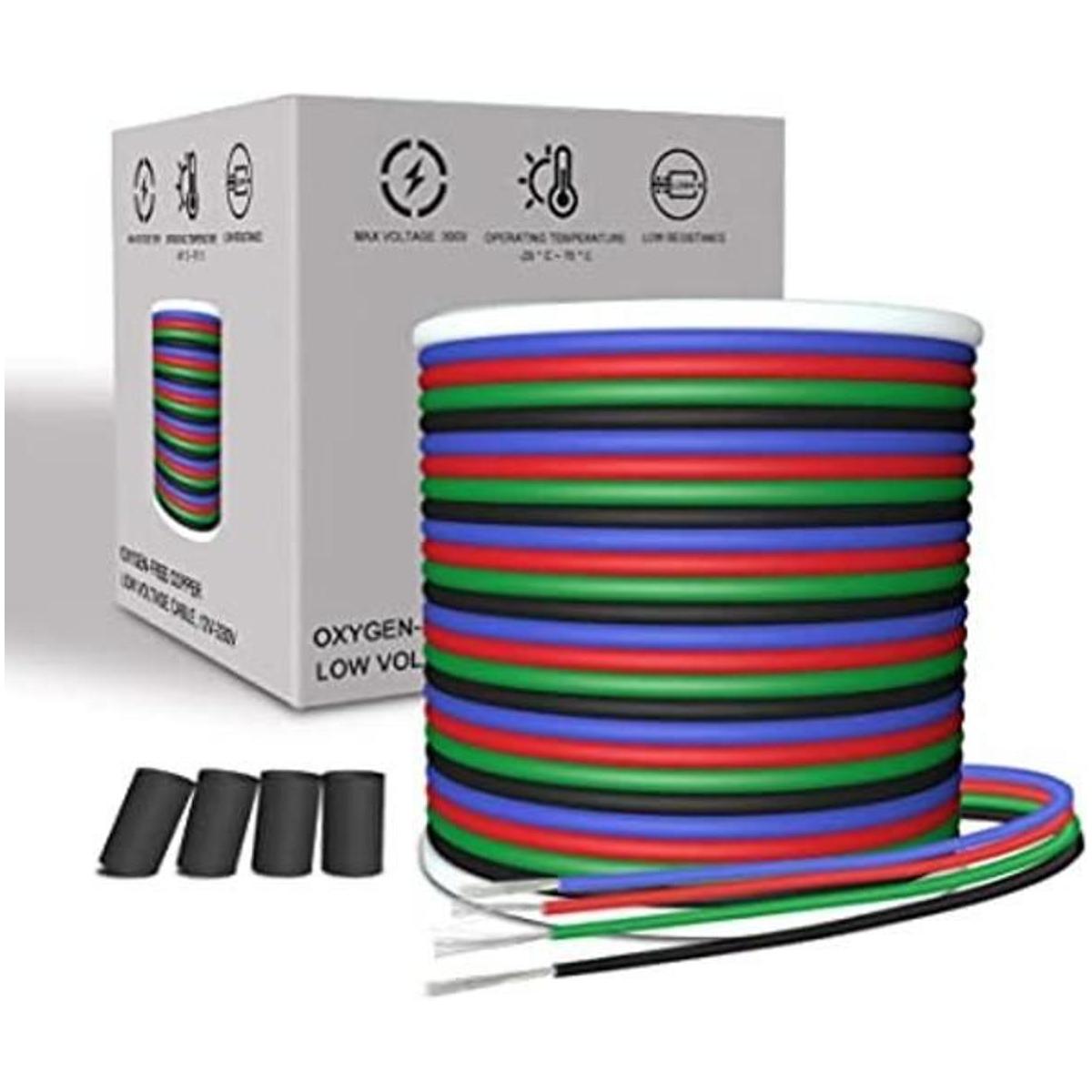 AOTOINK 66 pies 4 color 22 AWG RGB cable de extensión 4pin