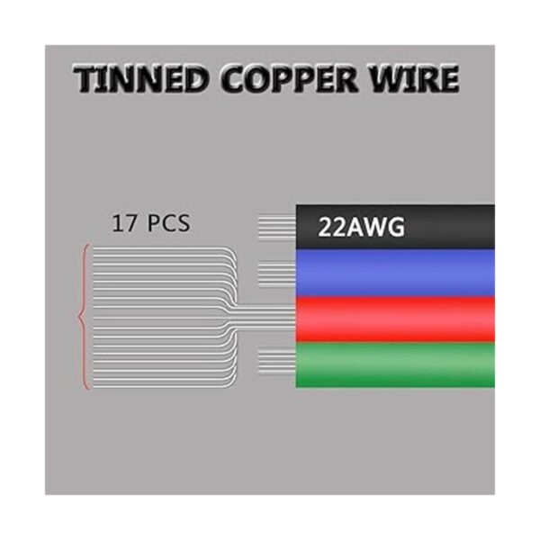 AOTOINK 66 pies 4 color 22 AWG RGB cable de extensión 4pin