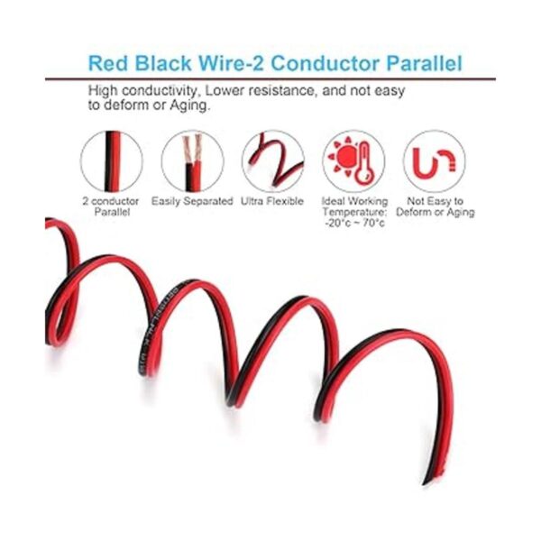 AOTORUA Cable eléctrico de conexión de cable rojo y negro_2