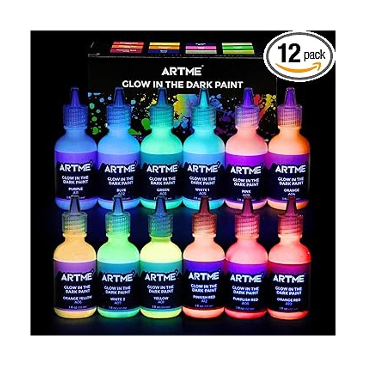 ARTME Pintura que brilla en la oscuridad juego de 12