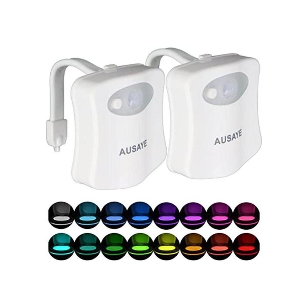 AUSAYE Paquete de 2 luces de noche de inodoro con sensor