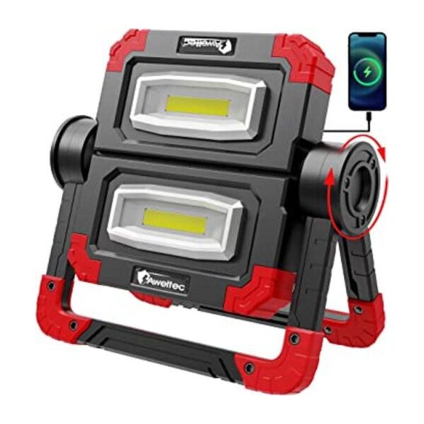AWELTEC Luz de trabajo LED recargable 2 COB de 2000_1