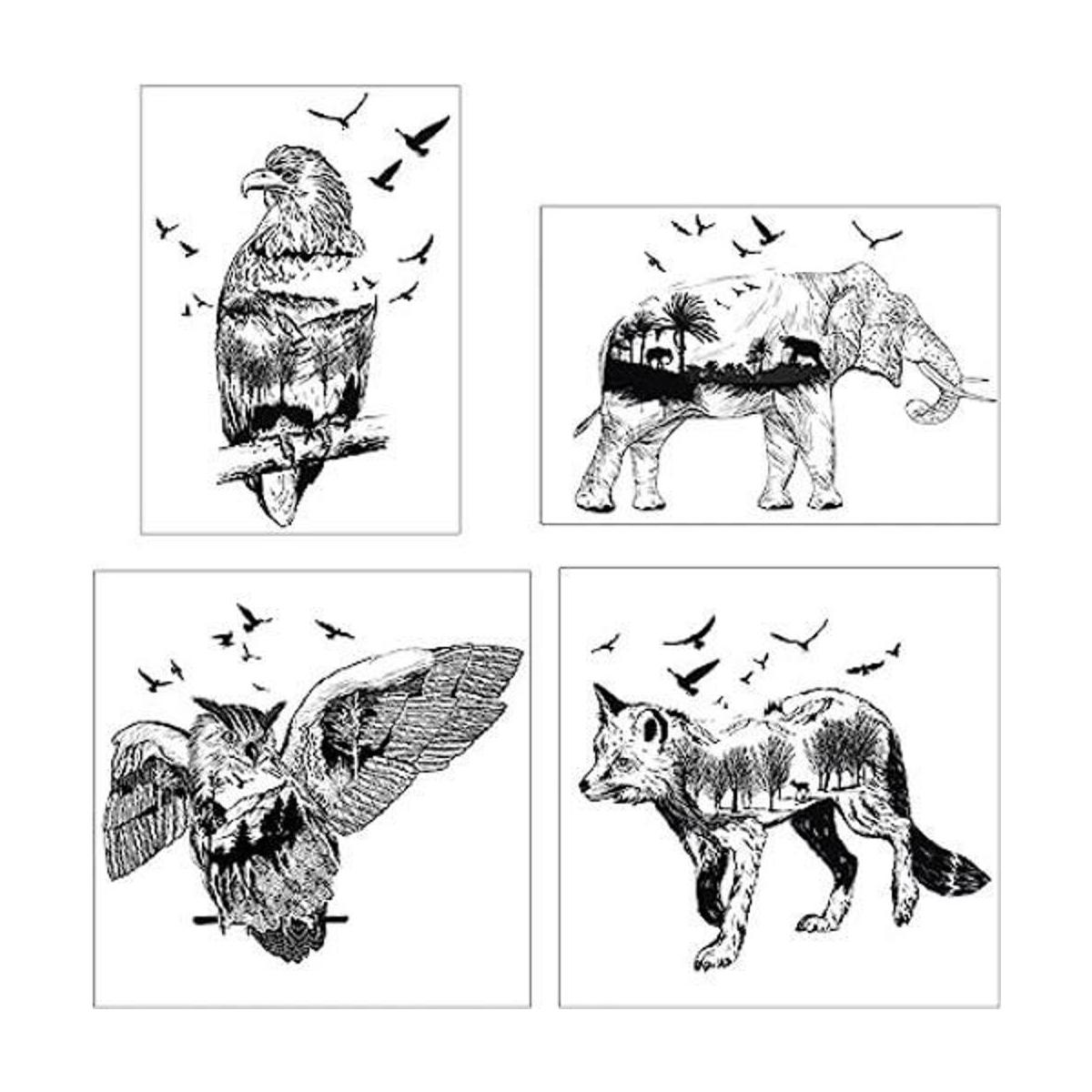 AZSG Sellos realistas de animales águila búho claro para