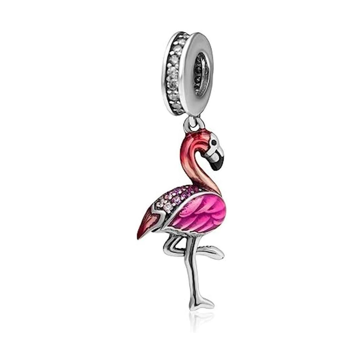 Abalorio de flamenco de plata de ley 925 con diseño de