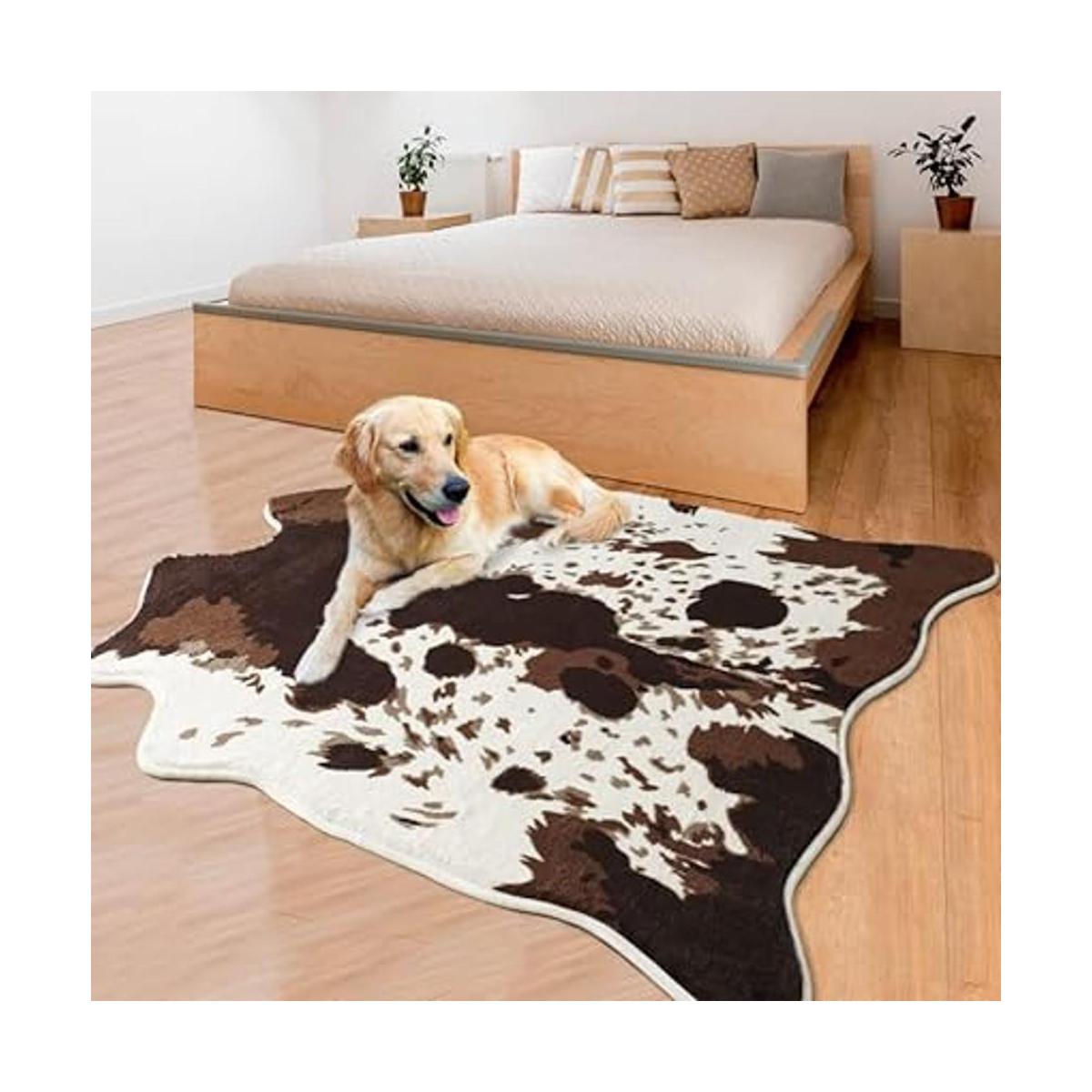 Acapet Alfombras de piel de vaca con estampado de vaca de