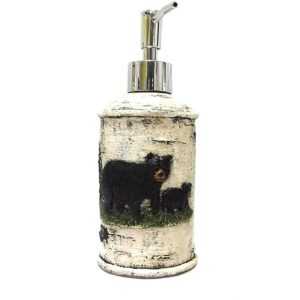 Accesorio de baño rústico de oso negro y abedul_1