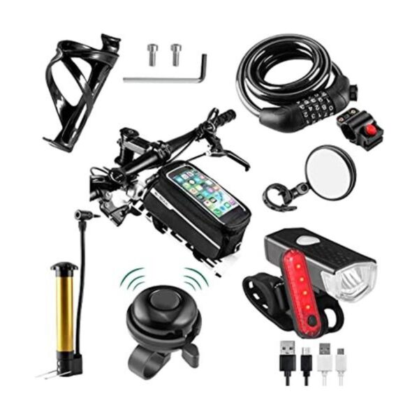 Accesorios de bicicleta de 8 piezas lámpara recargable_1