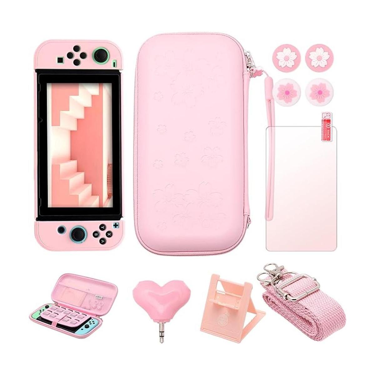 Accesorios rosa interruptor funda de transporte rosa