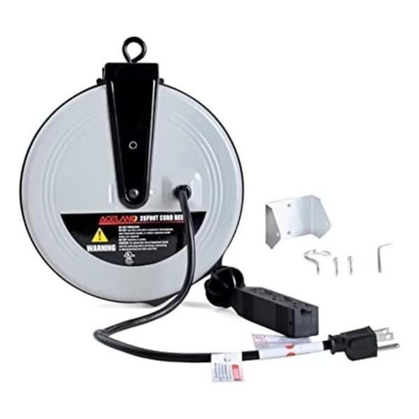 Aceland Carrete de cable de extensión retráctil de 25 pies_1