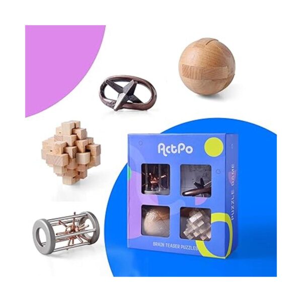 ActPo Rompecabezas de madera y metal de 4 piezas de regalo_2
