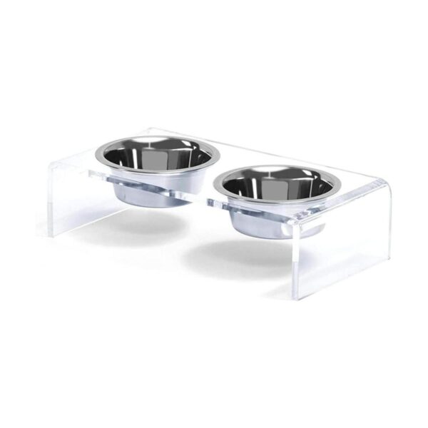 Acrylic Elevated Dog and Cat Pet Feeder Raised Clear
