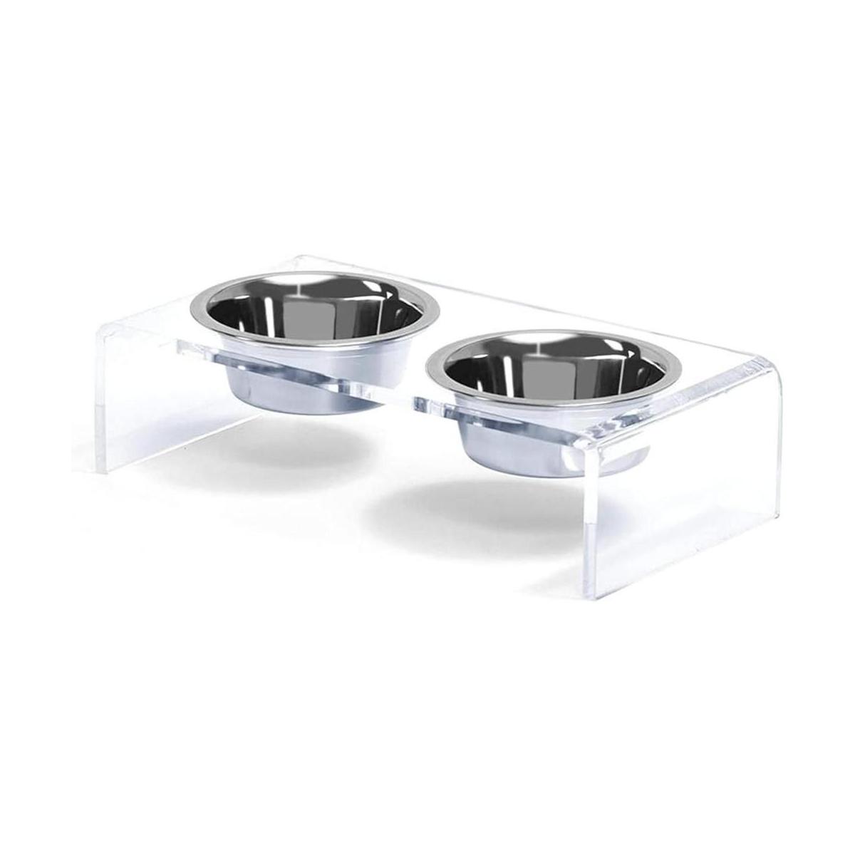 Acrylic Elevated Dog and Cat Pet Feeder Raised Clear