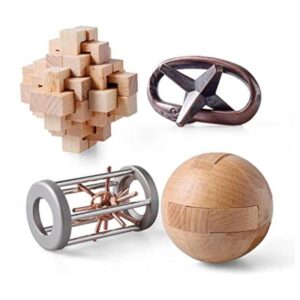 ActPo Rompecabezas de madera y metal de 4 piezas de regalo_1