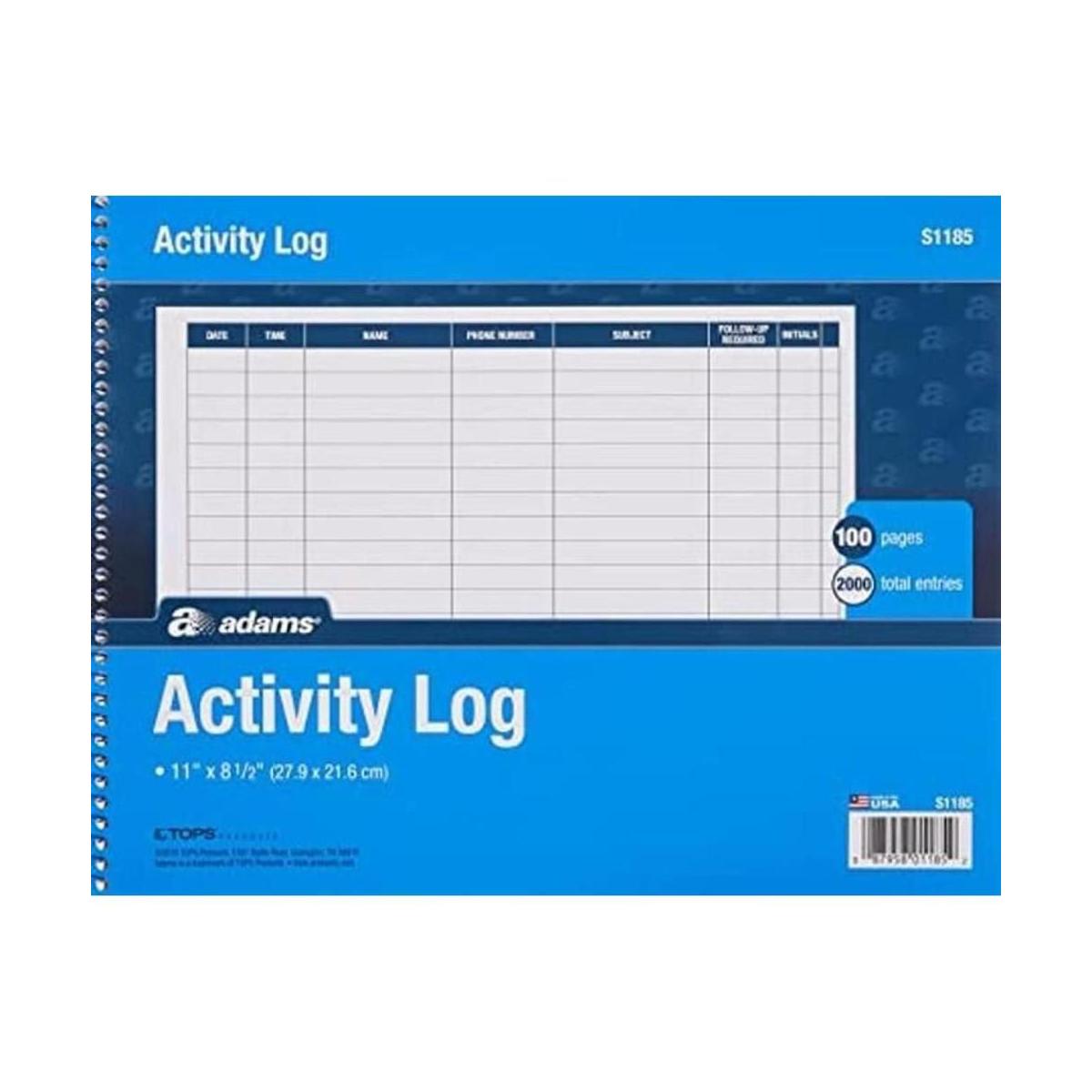 Adams Cuaderno de registro de actividad encuadernado en
