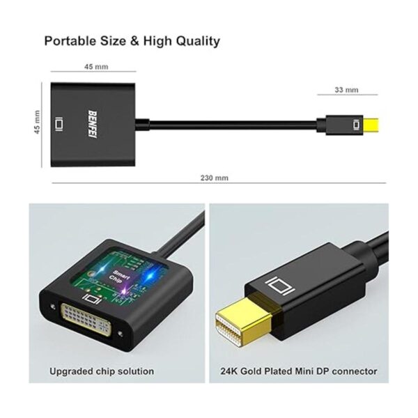 Adaptador Mini DisplayPort a DVI Benfei chapado en oro_5