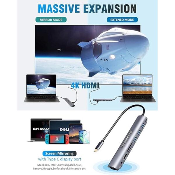 Adaptador USB C Hub HDMI VGA actualizado VEOOVE 9_3