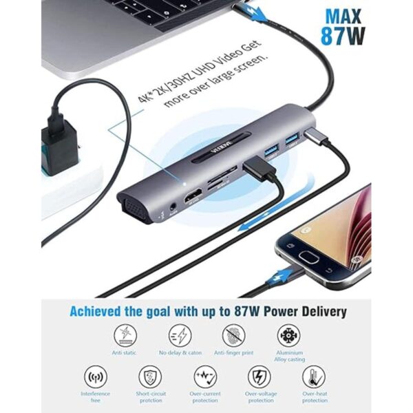 Adaptador USB C Hub HDMI VGA actualizado VEOOVE 9_4
