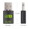 Adaptador USB WiFi Bluetooth 600 Mbps de doble banda de_3