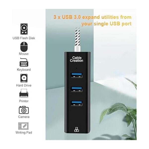 Adaptador USB a Ethernet CableCreation USB 3.0 Hub de 3_5