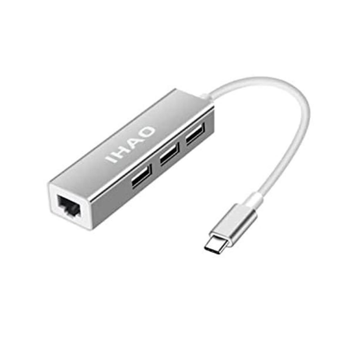Adaptador USB tipo C a Ethernet RJ45 y 3 puertos USB