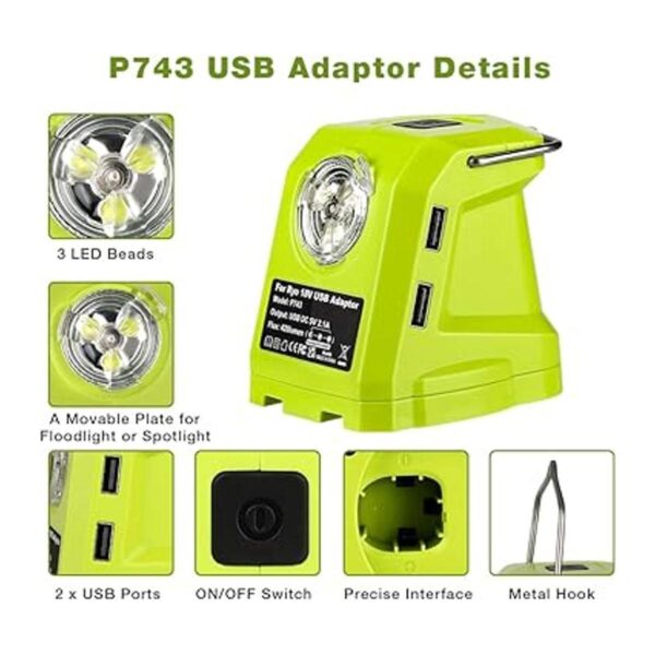 Adaptador de batería USB P743 fuente de alimentación