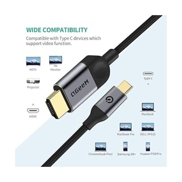 Adaptador de cable USB C a HDMI de 6 pies 4K QGeeM USB_2