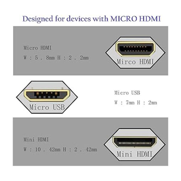 Adaptador de cable micro HDMI a HDMI de 19.7 in ángulo de_3