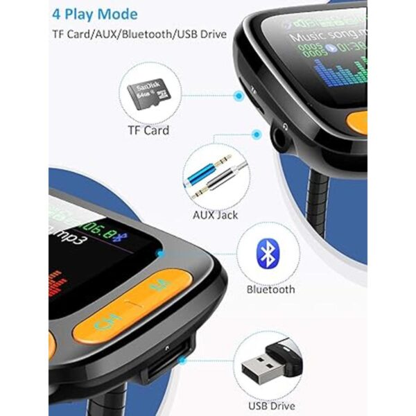Adaptador de coche transmisor FM Bluetooth compatible con_3