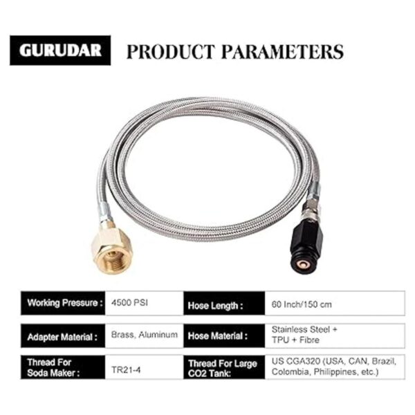 Adaptador de recambio de cilindro de CO2 G12 con manguera_2