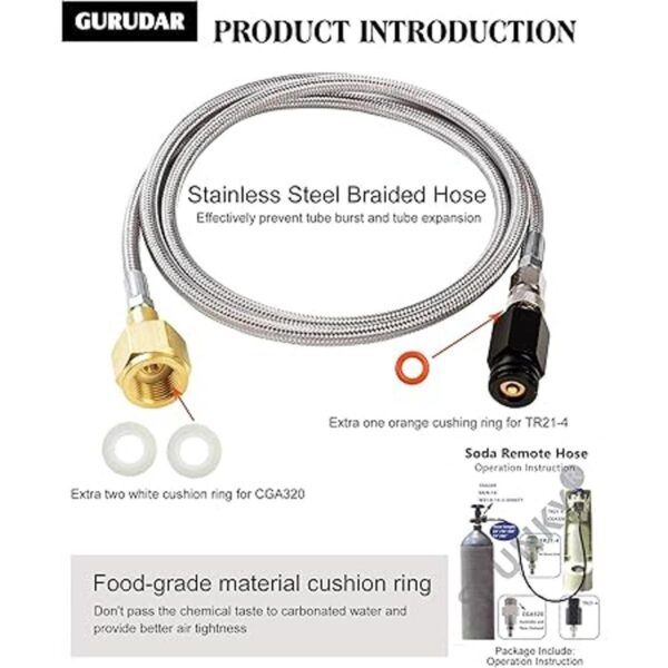 Adaptador de recambio de cilindro de CO2 G12 con manguera_3