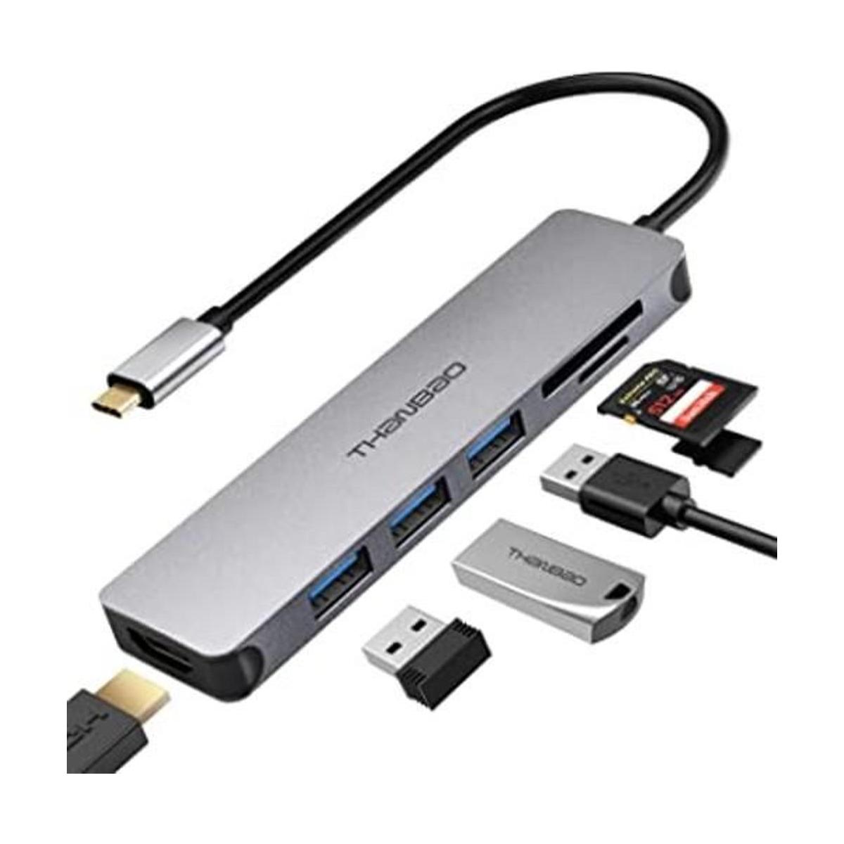 Adaptador multipuerto USB C Hub Dongle de aluminio