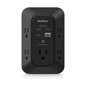 Addtam Cargador de pared USB Extensor de 5 tomas de_1