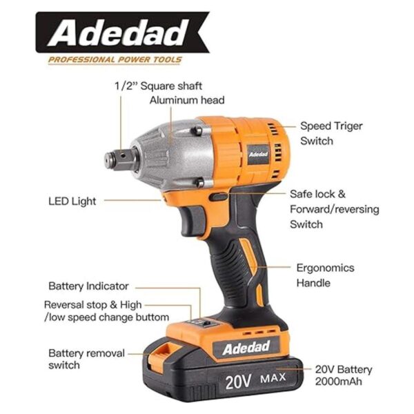 Adedad Llave de impacto inalámbrica de 20 V de 12_2