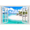 Adhesivos de pared para ventanas falsas de playa 3D de