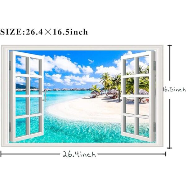 Adhesivos de pared para ventanas falsas de playa 3D de