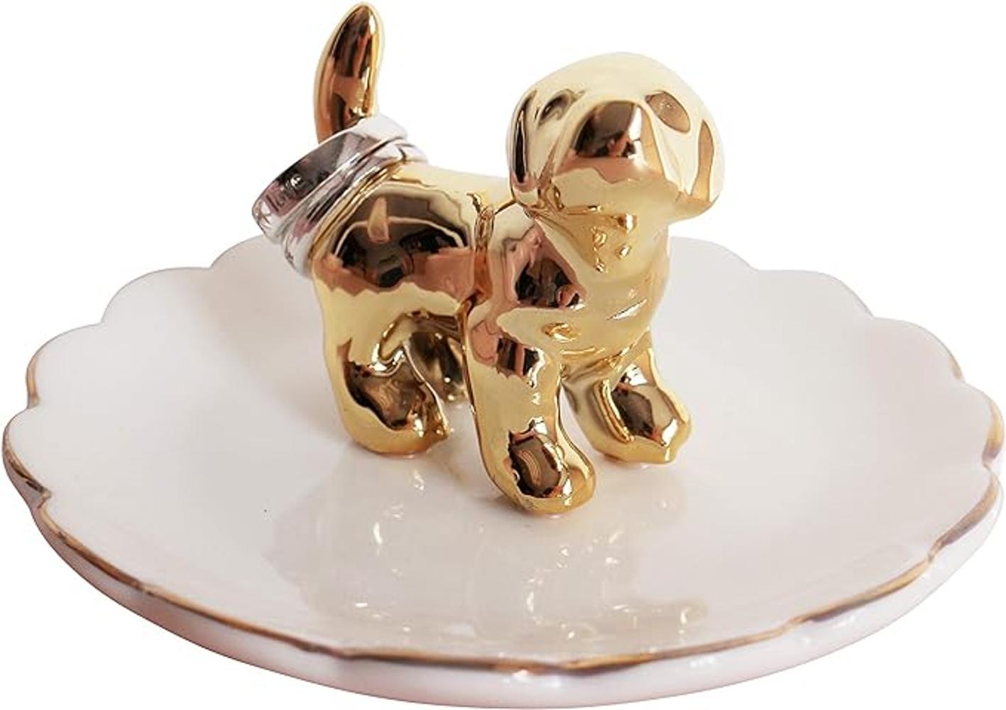 Adorable soporte de anillos de porcelana de lujo bandeja