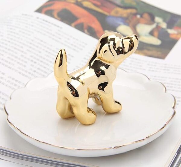 Adorable soporte de anillos de porcelana de lujo bandeja