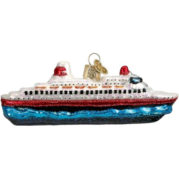 Adorno navideño de vidrio soplado con diseño de barco de_1