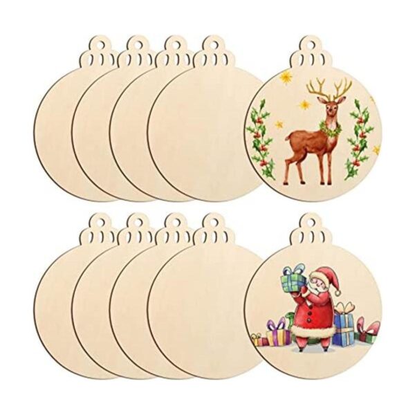 Adornos de Navidad de madera de tamaño grande de 7